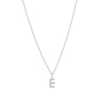 Quiet Icon-CZ Initial Necklace-Necklaces-Rhodium Plated Sterling Silver-E-Blue Ruby Jewellery-Vancouver Canada