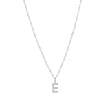 Quiet Icon-CZ Initial Necklace-Necklaces-Rhodium Plated Sterling Silver-E-Blue Ruby Jewellery-Vancouver Canada
