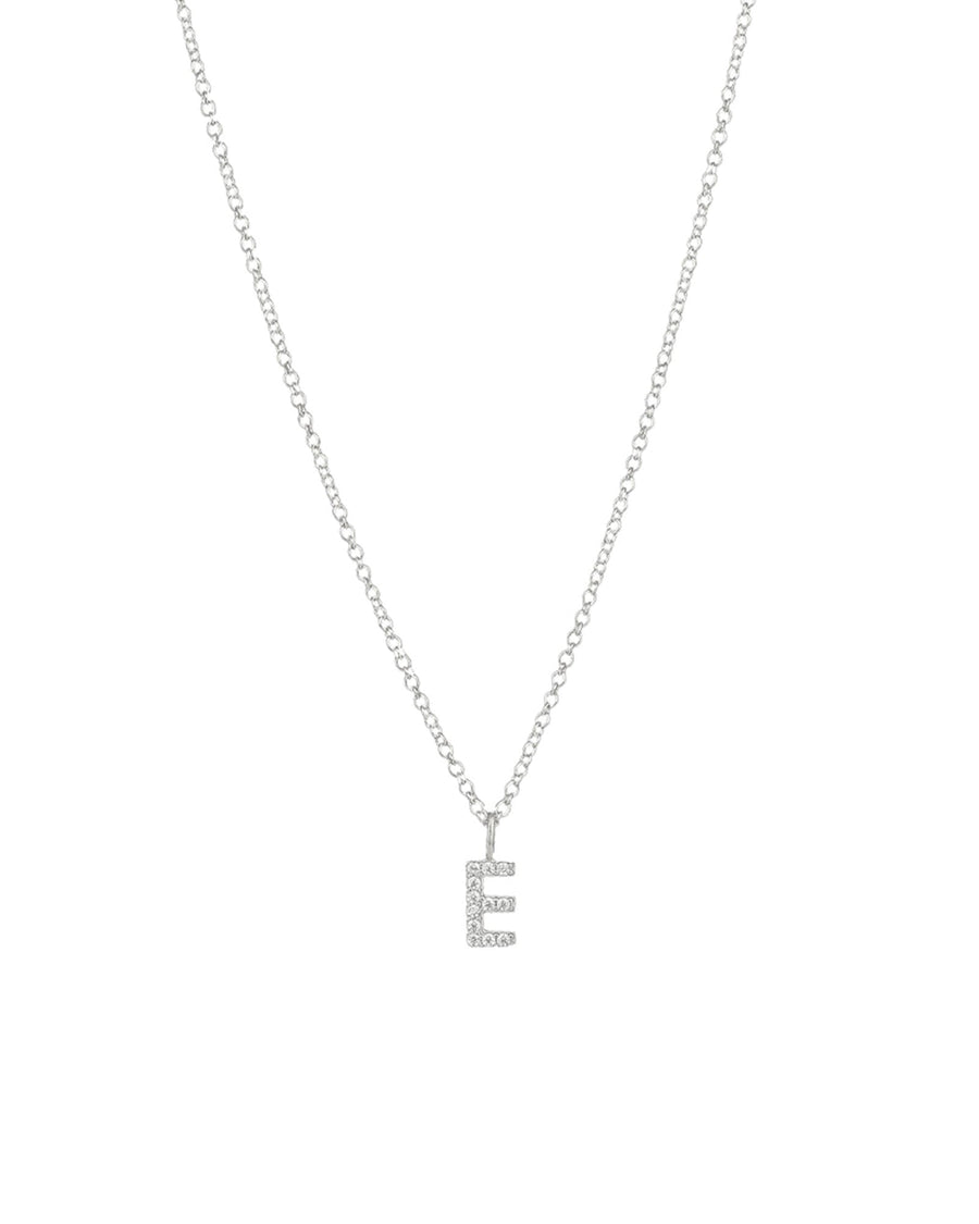 Quiet Icon-CZ Initial Necklace-Necklaces-Rhodium Plated Sterling Silver-E-Blue Ruby Jewellery-Vancouver Canada