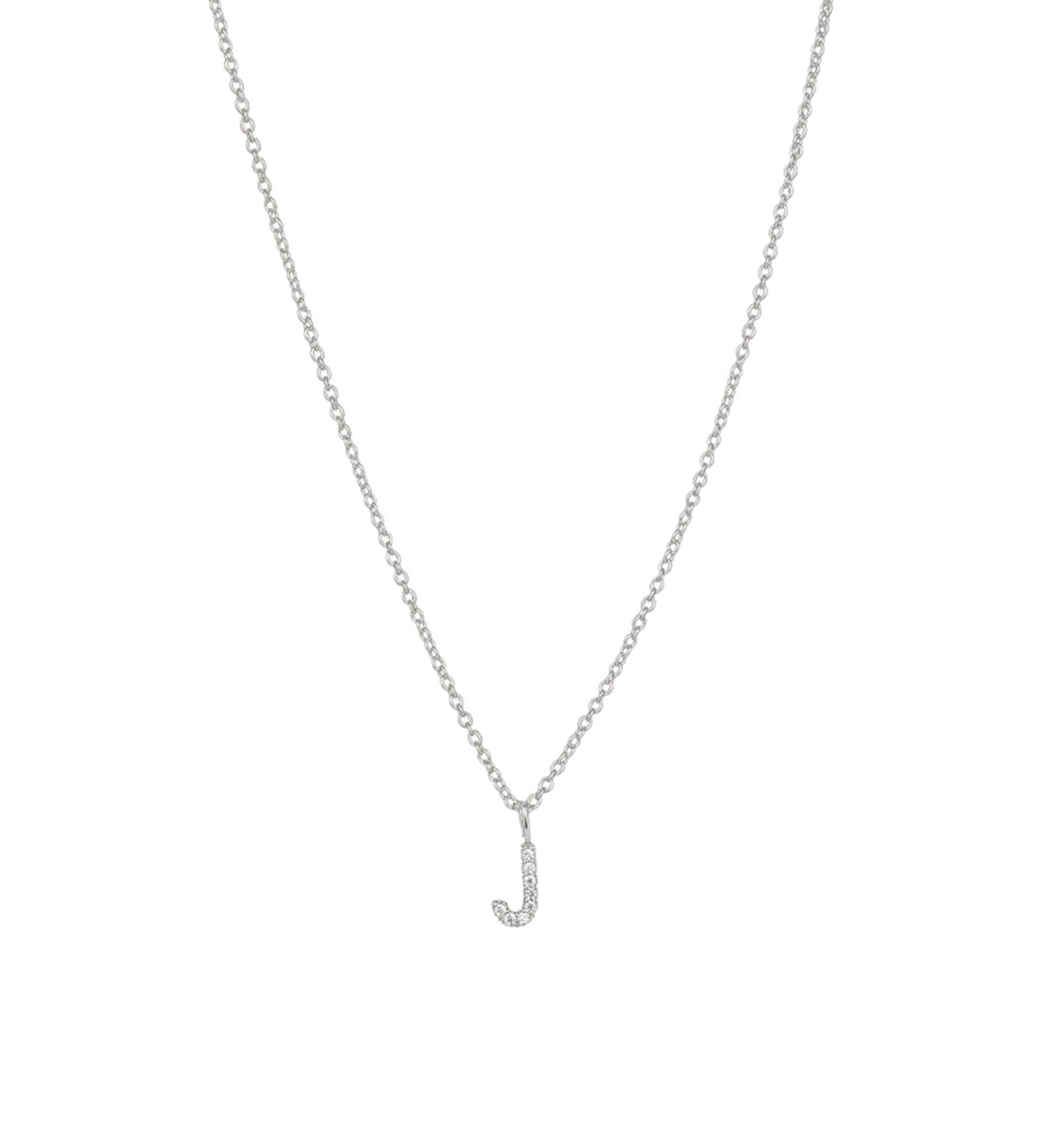 Quiet Icon-CZ Initial Necklace-Necklaces-Rhodium Plated Sterling Silver-J-Blue Ruby Jewellery-Vancouver Canada