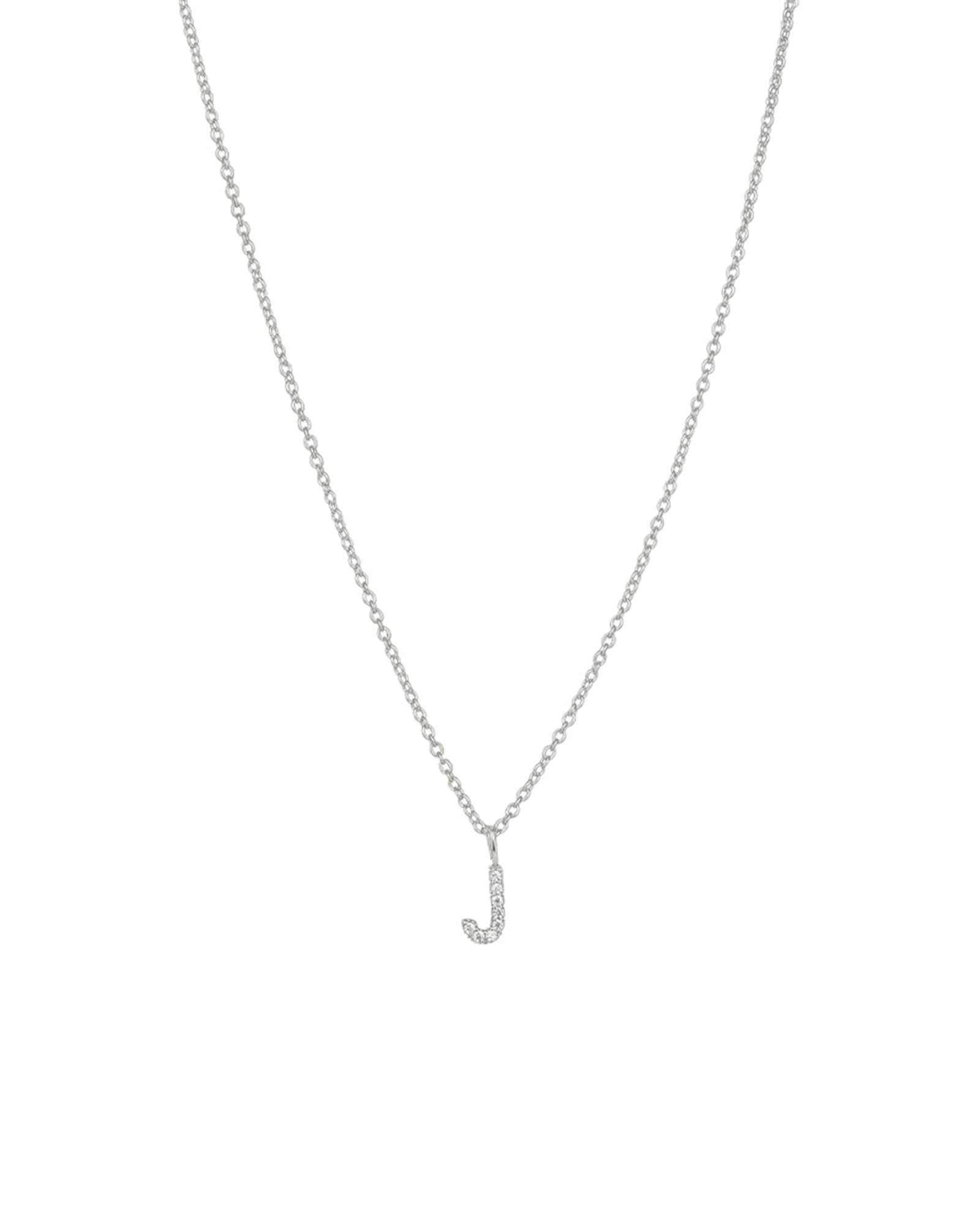 Quiet Icon-CZ Initial Necklace-Necklaces-Rhodium Plated Sterling Silver-J-Blue Ruby Jewellery-Vancouver Canada