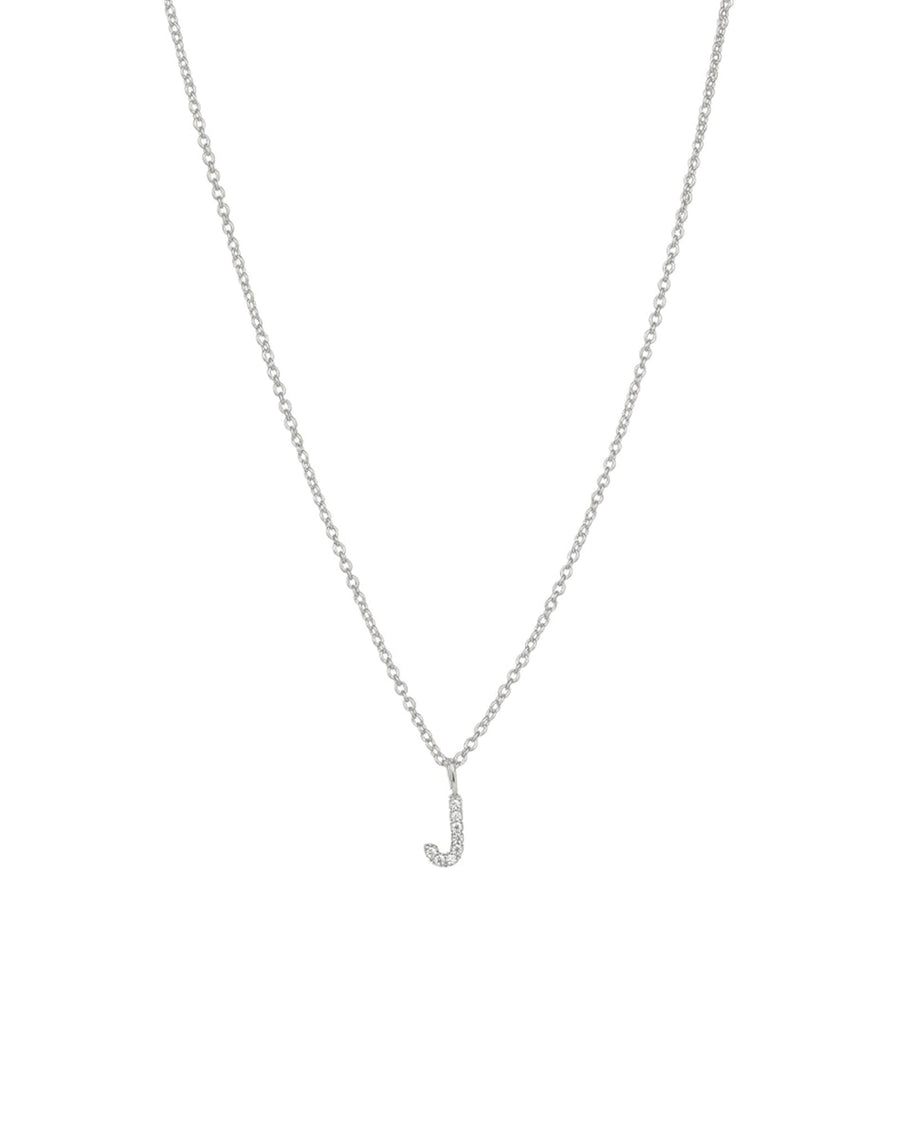 Quiet Icon-CZ Initial Necklace-Necklaces-Rhodium Plated Sterling Silver-J-Blue Ruby Jewellery-Vancouver Canada