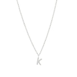 Quiet Icon-CZ Initial Necklace-Necklaces-Rhodium Plated Sterling Silver-K-Blue Ruby Jewellery-Vancouver Canada