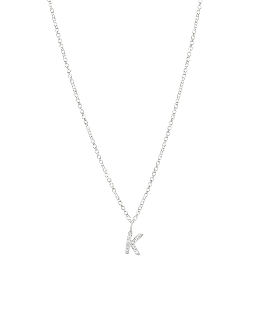 Quiet Icon-CZ Initial Necklace-Necklaces-Rhodium Plated Sterling Silver-K-Blue Ruby Jewellery-Vancouver Canada