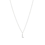 Quiet Icon-CZ Initial Necklace-Necklaces-Rhodium Plated Sterling Silver-L-Blue Ruby Jewellery-Vancouver Canada