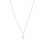 Quiet Icon-CZ Initial Necklace-Necklaces-Rhodium Plated Sterling Silver-L-Blue Ruby Jewellery-Vancouver Canada