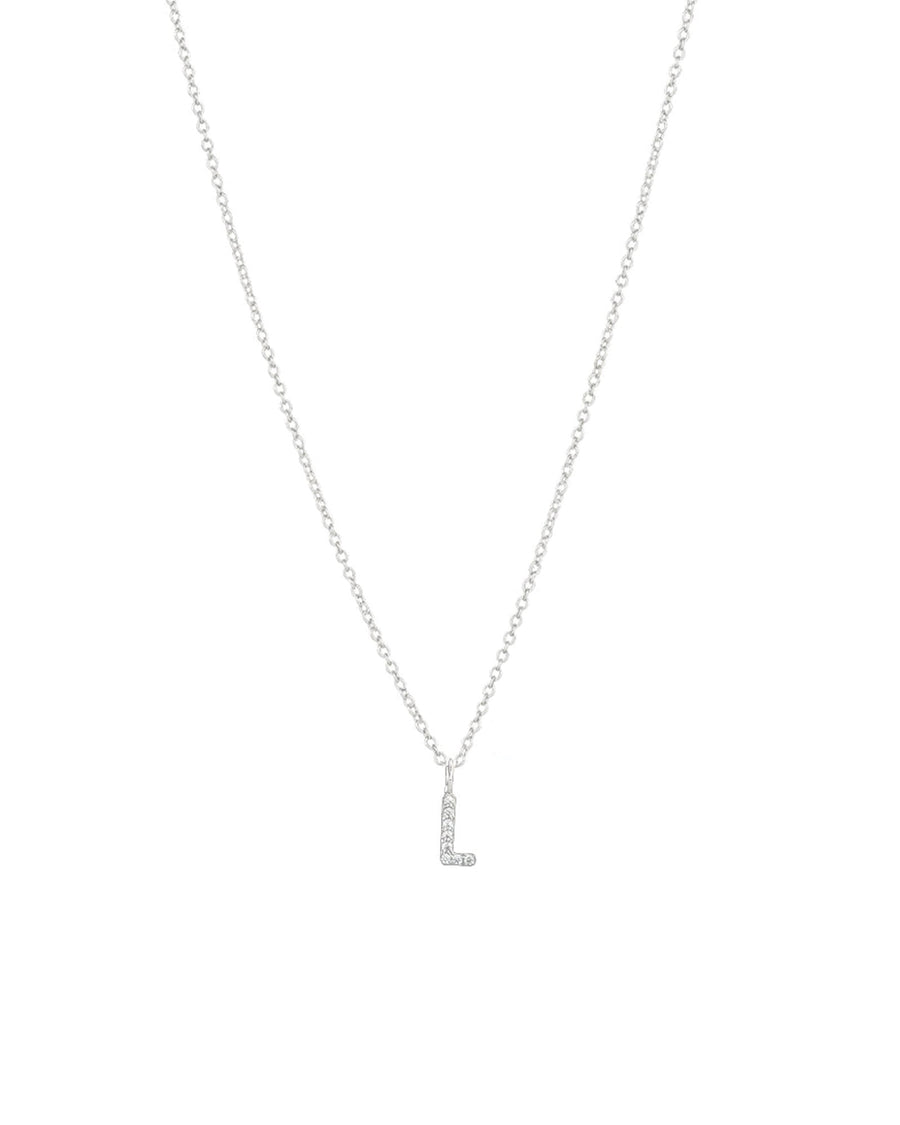 Quiet Icon-CZ Initial Necklace-Necklaces-Rhodium Plated Sterling Silver-L-Blue Ruby Jewellery-Vancouver Canada