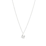 Quiet Icon-CZ Initial Necklace-Necklaces-Rhodium Plated Sterling Silver-M-Blue Ruby Jewellery-Vancouver Canada