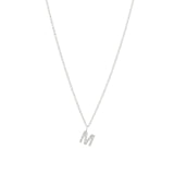 Quiet Icon-CZ Initial Necklace-Necklaces-Rhodium Plated Sterling Silver-M-Blue Ruby Jewellery-Vancouver Canada