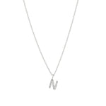 Quiet Icon-CZ Initial Necklace-Necklaces-Rhodium Plated Sterling Silver-N-Blue Ruby Jewellery-Vancouver Canada