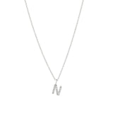 Quiet Icon-CZ Initial Necklace-Necklaces-Rhodium Plated Sterling Silver-N-Blue Ruby Jewellery-Vancouver Canada