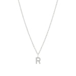 Quiet Icon-CZ Initial Necklace-Necklaces-Rhodium Plated Sterling Silver-R-Blue Ruby Jewellery-Vancouver Canada