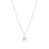 Quiet Icon-CZ Initial Necklace-Necklaces-Rhodium Plated Sterling Silver-R-Blue Ruby Jewellery-Vancouver Canada