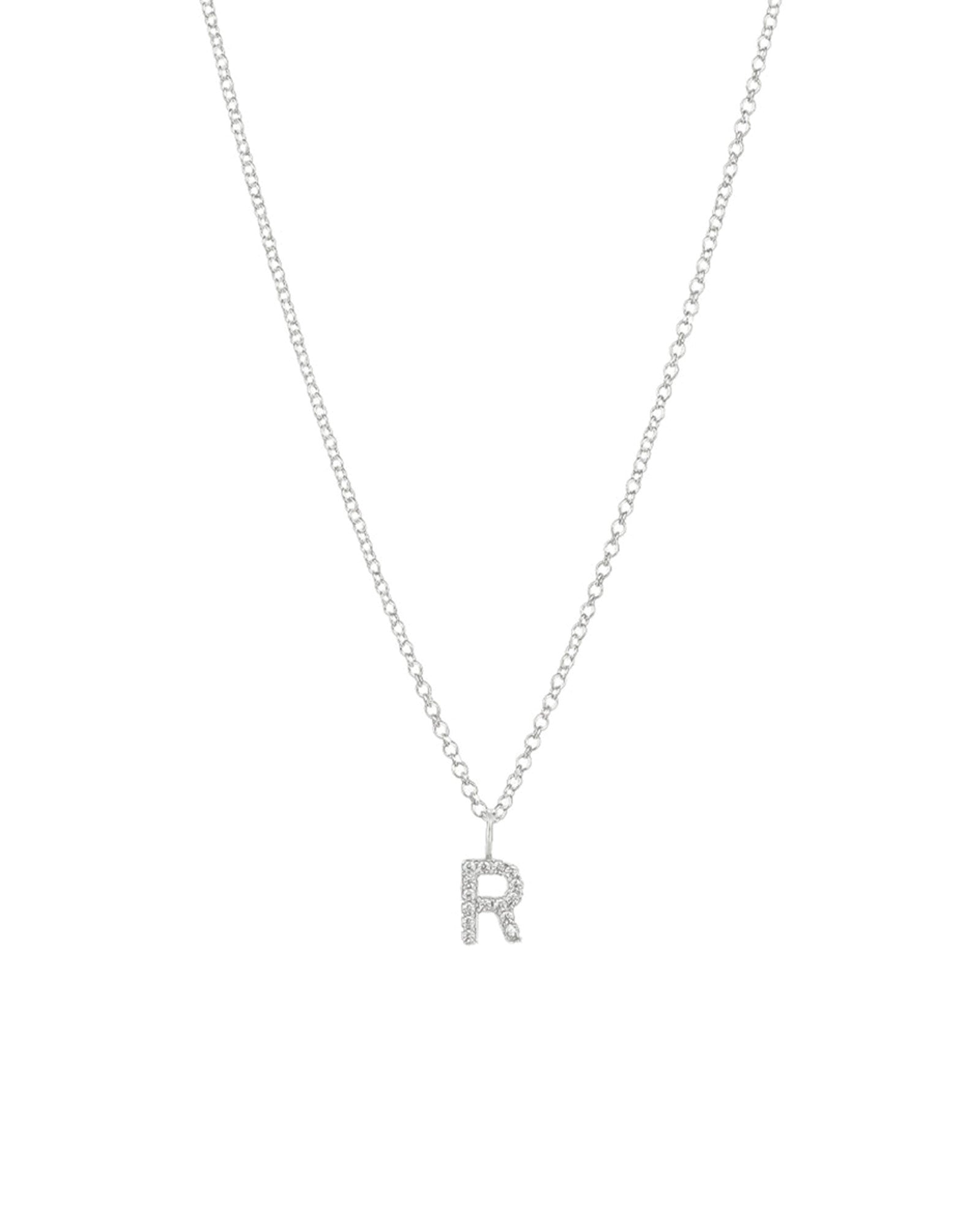 Quiet Icon-CZ Initial Necklace-Necklaces-Rhodium Plated Sterling Silver-R-Blue Ruby Jewellery-Vancouver Canada