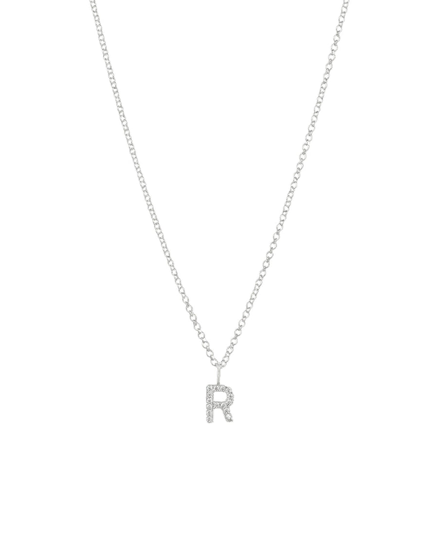 Quiet Icon-CZ Initial Necklace-Necklaces-Rhodium Plated Sterling Silver-R-Blue Ruby Jewellery-Vancouver Canada