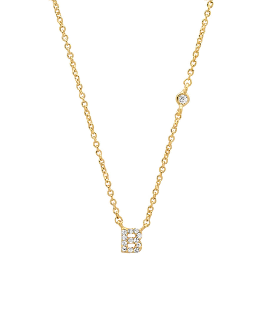 Tai-CZ Initial Necklace-Necklaces-14k Gold Plated, Cubic Zirconia-B-Blue Ruby Jewellery-Vancouver Canada