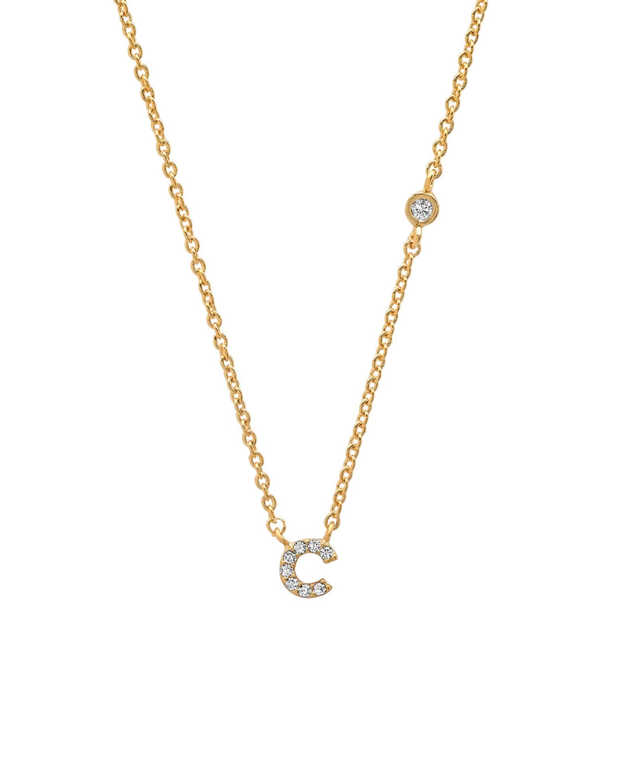 Tai-CZ Initial Necklace-Necklaces-14k Gold Plated, Cubic Zirconia-C-Blue Ruby Jewellery-Vancouver Canada