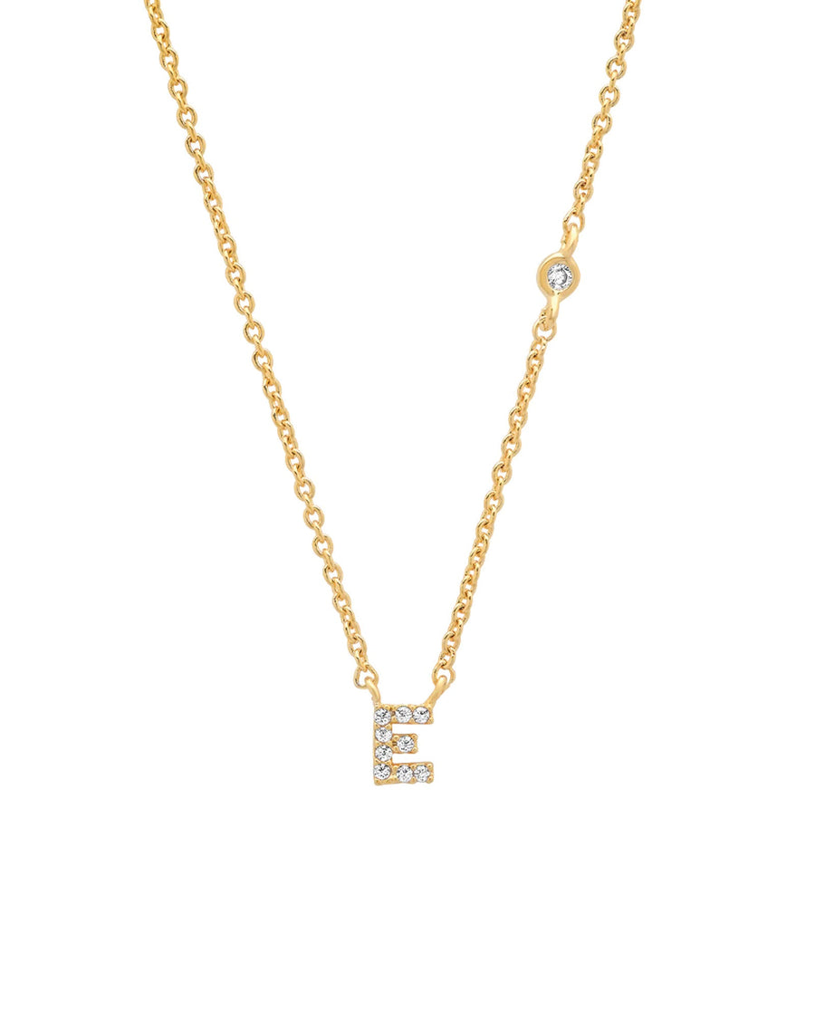 Tai-CZ Initial Necklace-Necklaces-14k Gold Plated, Cubic Zirconia-E-Blue Ruby Jewellery-Vancouver Canada