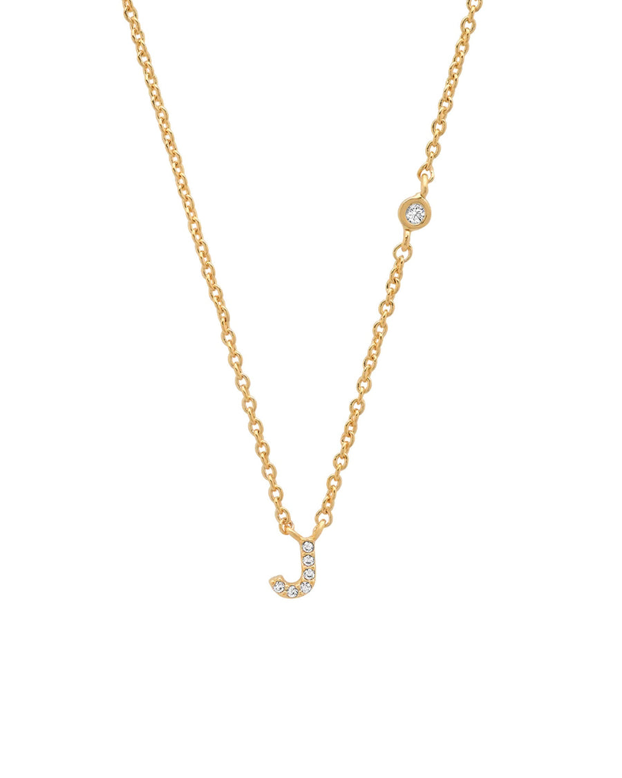 Tai-CZ Initial Necklace-Necklaces-14k Gold Plated, Cubic Zirconia-J-Blue Ruby Jewellery-Vancouver Canada