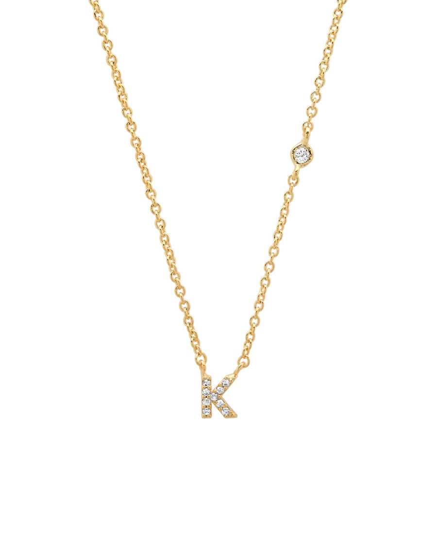 Tai-CZ Initial Necklace-Necklaces-14k Gold Plated, Cubic Zirconia-K-Blue Ruby Jewellery-Vancouver Canada