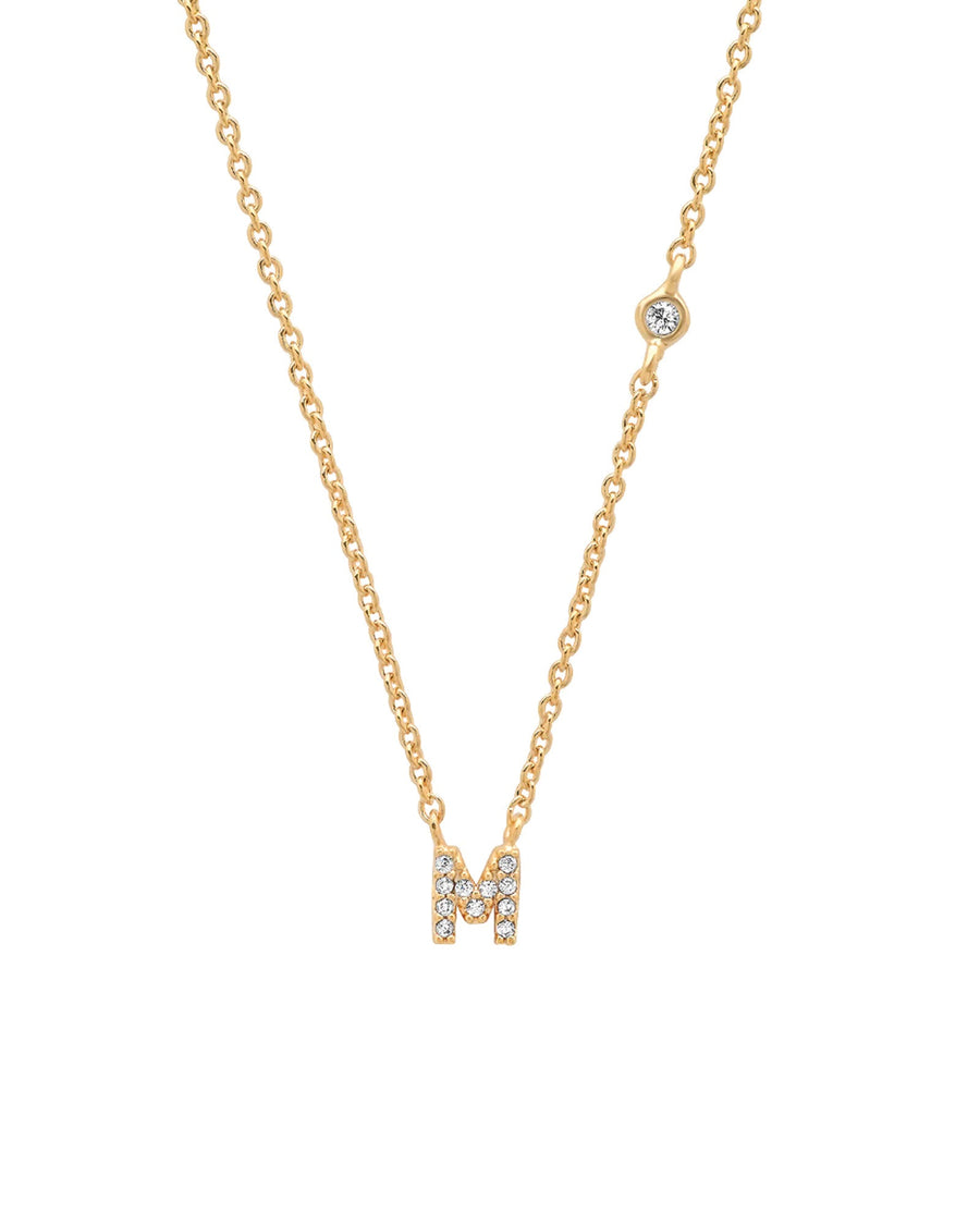 Tai-CZ Initial Necklace-Necklaces-14k Gold Plated, Cubic Zirconia-M-Blue Ruby Jewellery-Vancouver Canada