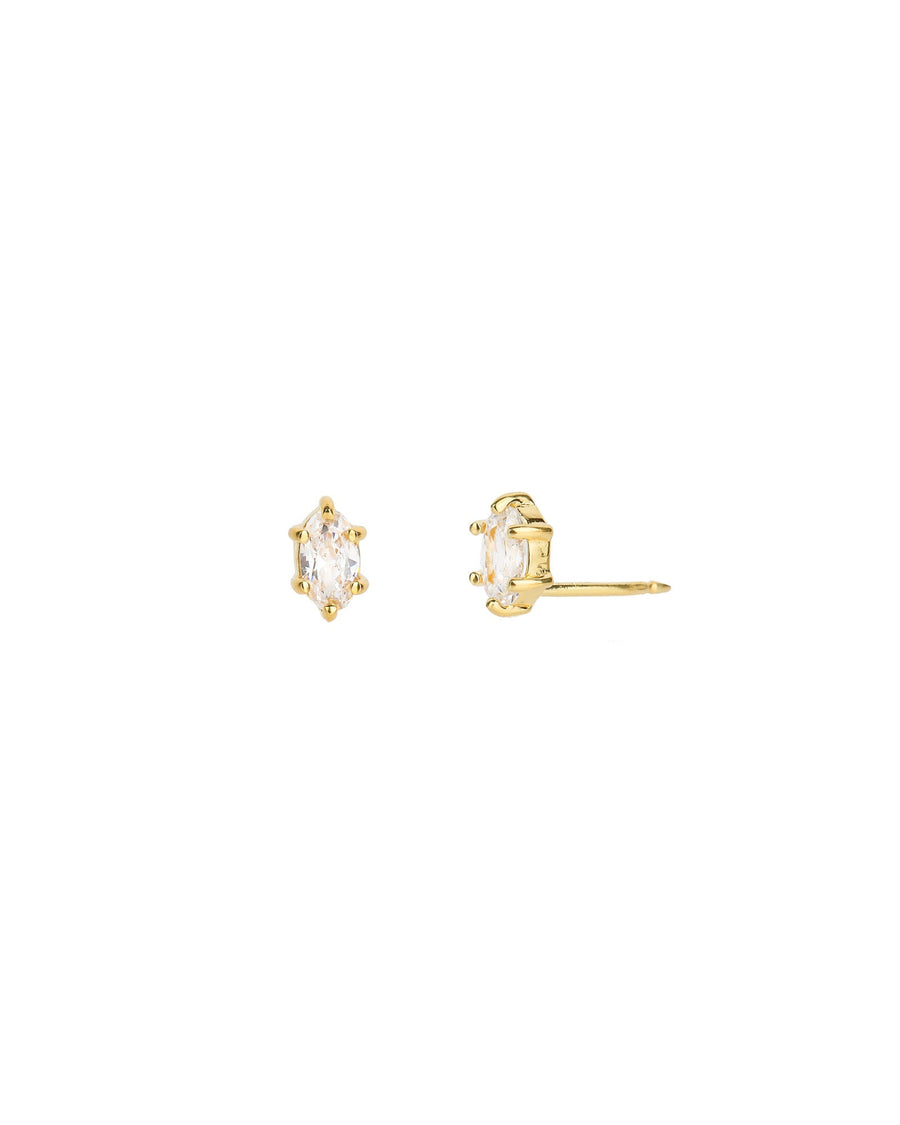 Tashi-CZ Marquise Stud-Earrings-14k Gold Vermeil, Cubic Zirconia-Blue Ruby Jewellery-Vancouver Canada