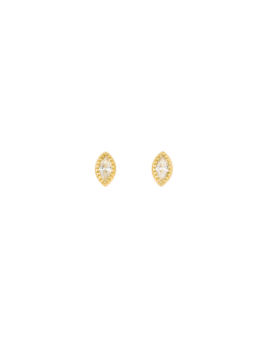 Tashi-CZ Milgrain Marquise Studs-Earrings-14k Gold Vermeil, Cubic Zirconia-Blue Ruby Jewellery-Vancouver Canada