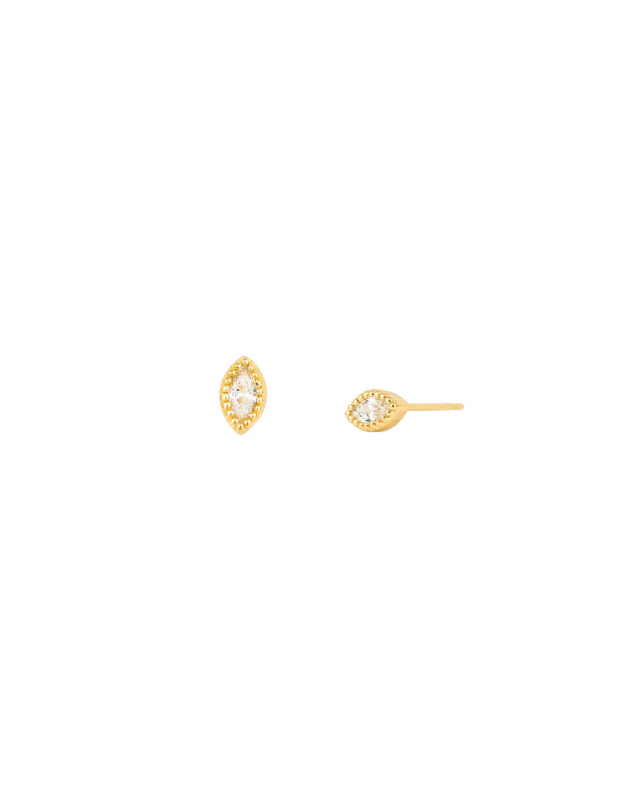 Tashi-CZ Milgrain Marquise Studs-Earrings-14k Gold Vermeil, Cubic Zirconia-Blue Ruby Jewellery-Vancouver Canada