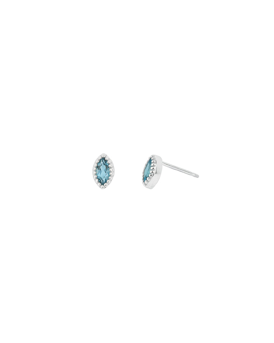 Tashi-CZ Milgrain Marquise Studs-Earrings-Sterling Silver, London Blue Topaz Cubic Zirconia-Blue Ruby Jewellery-Vancouver Canada