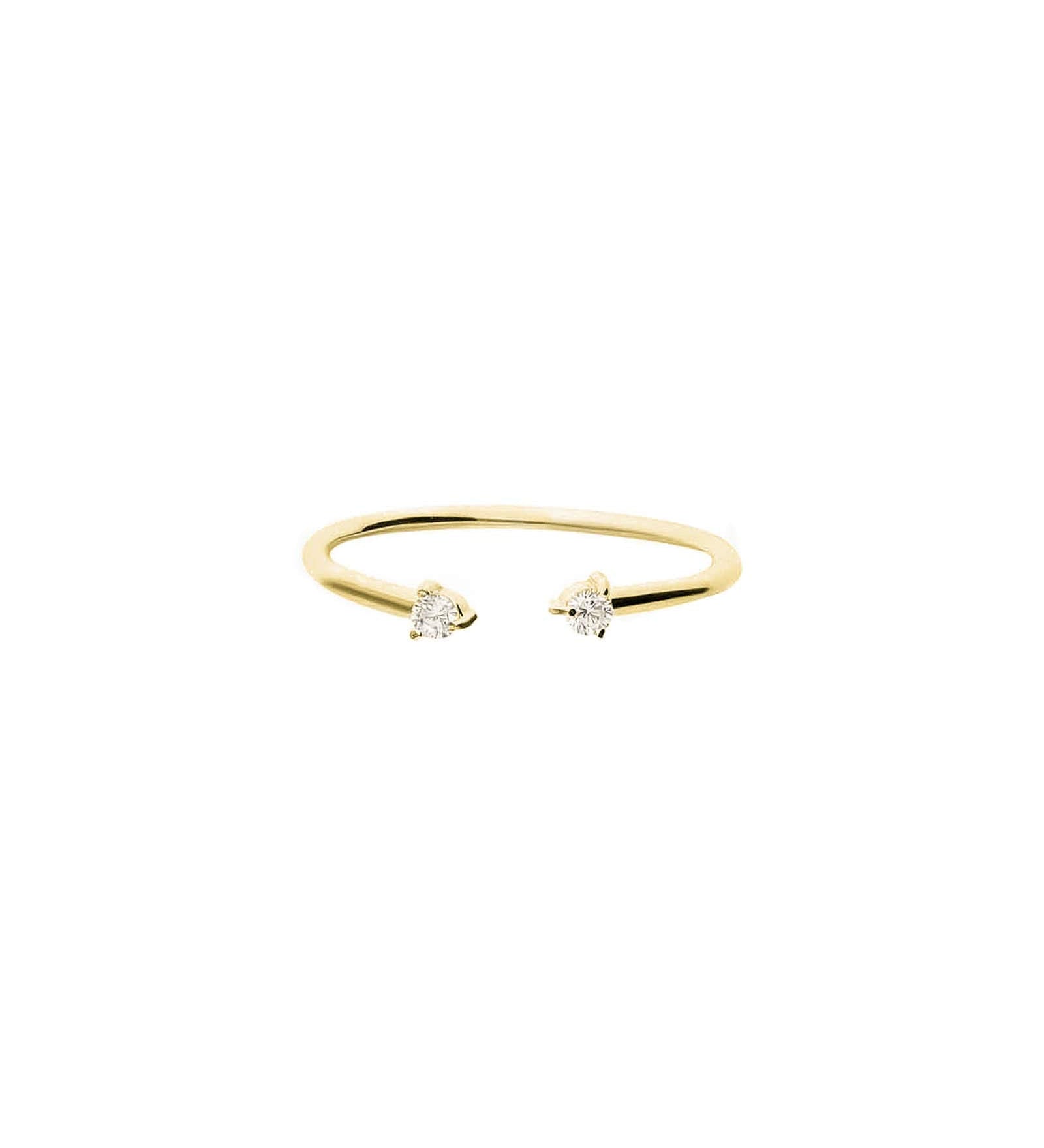 Tashi-CZ Open Ring-Rings-14k Gold Vermeil, Cubic Zirconia-Blue Ruby Jewellery-Vancouver Canada