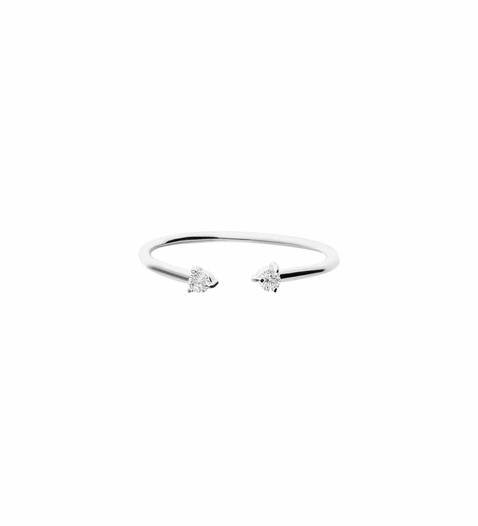 Tashi-CZ Open Ring-Rings-Sterling Silver, Cubic Zirconia-Blue Ruby Jewellery-Vancouver Canada