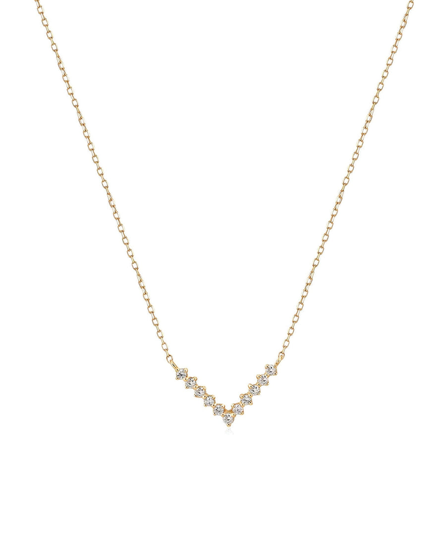 Quiet Icon-CZ Prong Chevron Necklace-Necklaces-14k Gold Vermeil, Cubic Zirconia-Blue Ruby Jewellery-Vancouver Canada
