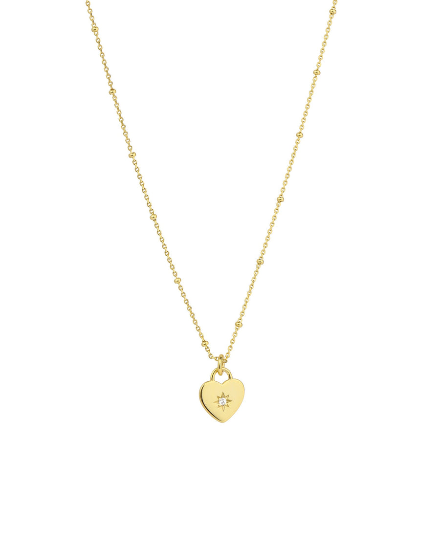 Quiet Icon-CZ Star Set Heart Necklace-Necklaces-14k Gold Vermeil, Cubic Zirconia-Blue Ruby Jewellery-Vancouver Canada