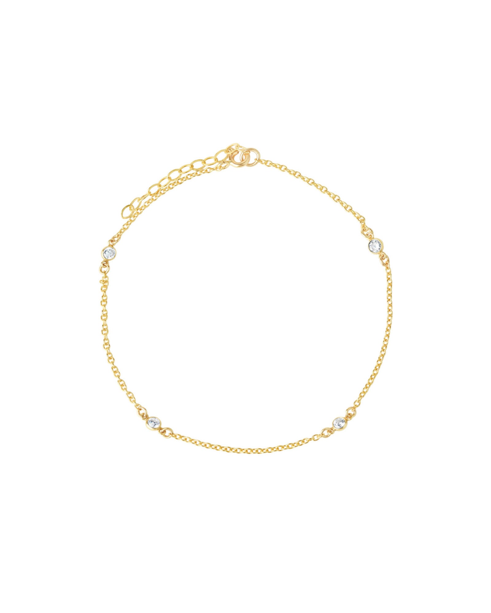 1948-CZ Station Anklet-Anklets-14k Gold Filled, Cubic Zirconia-Blue Ruby Jewellery-Vancouver Canada