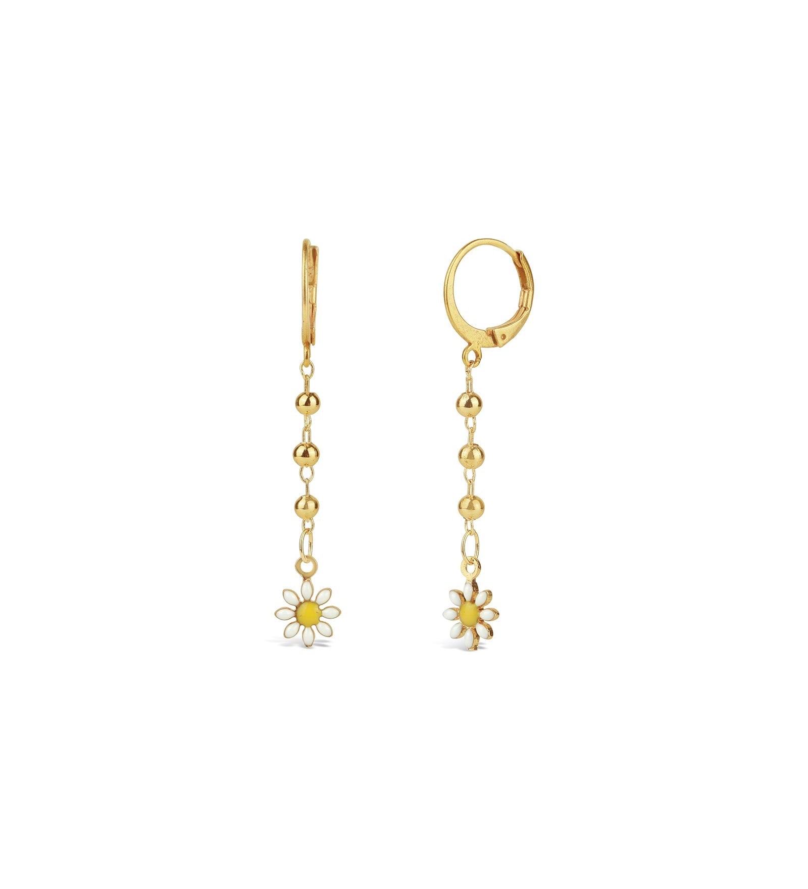 La Vie Parisienne-Daisy Ball Hoops-Earrings-14k Gold Plated-Blue Ruby Jewellery-Vancouver Canada