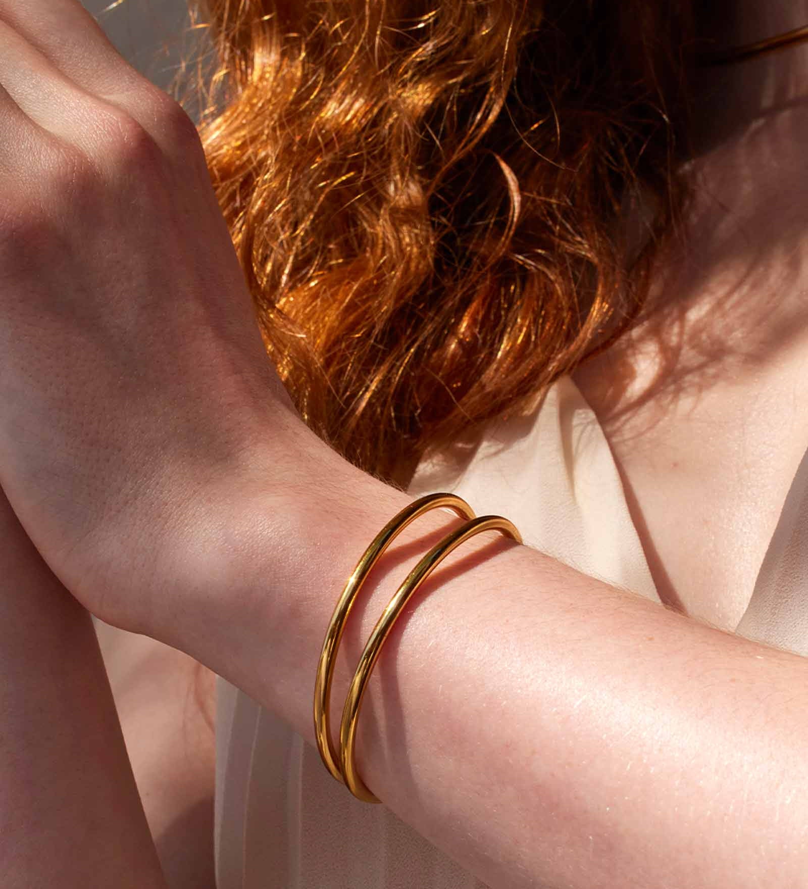 Jenny Bird-Dane Bangle Set-Bracelets-14k Gold Plated-Blue Ruby Jewellery-Vancouver Canada