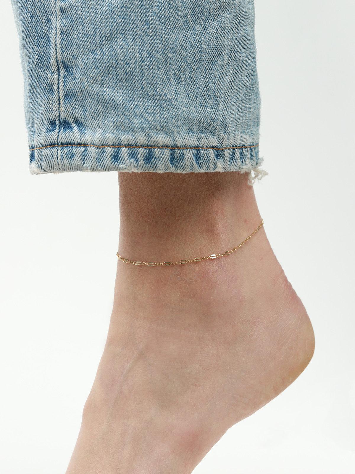 1948-Dap Chain Anklet-Anklets-14k Gold-fill-Blue Ruby Jewellery-Vancouver Canada
