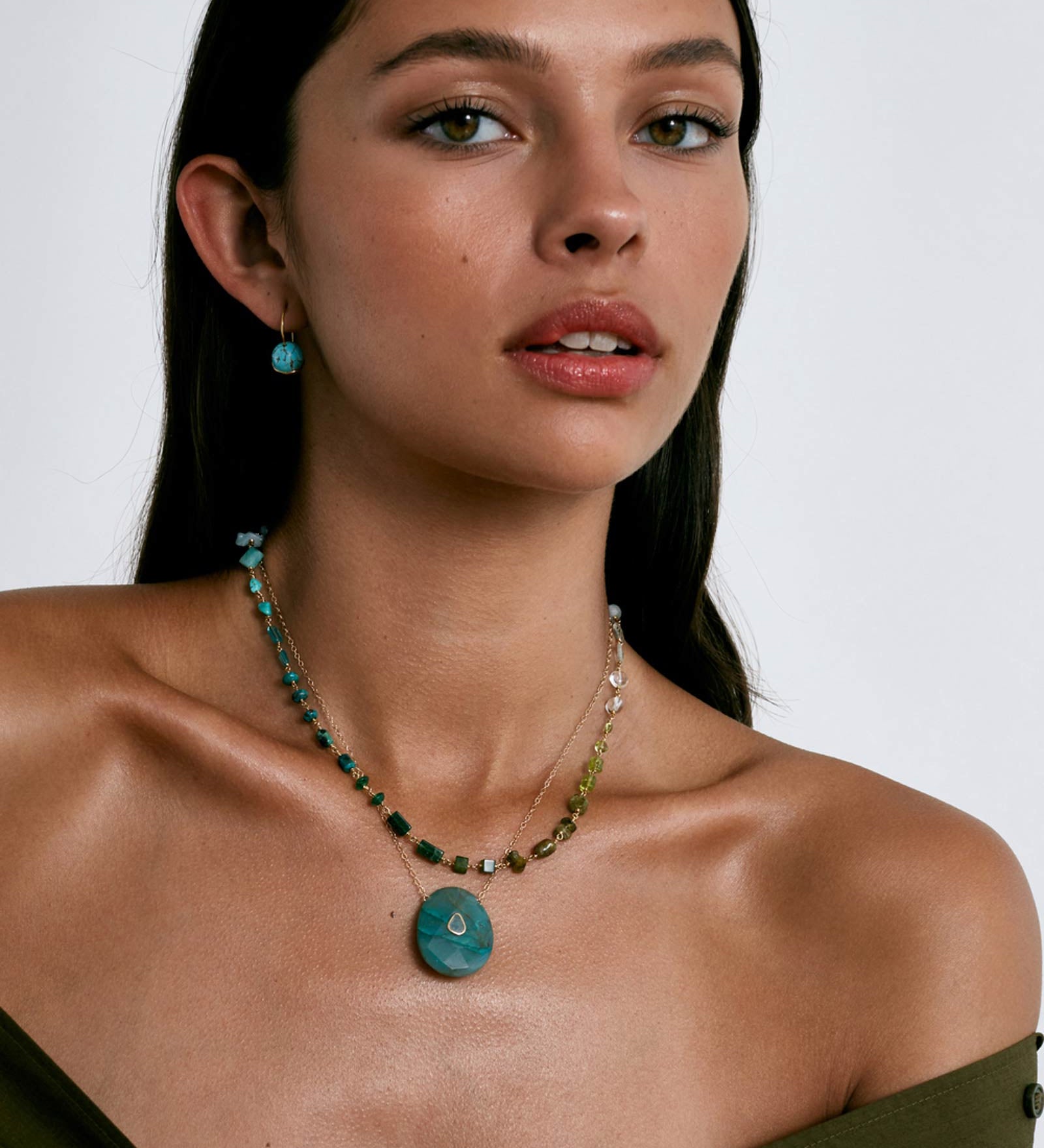 Chan Luu-Daphne Necklace-Necklaces-18k Gold Vermeil, Aventurine, Peridot, Jade-Blue Ruby Jewellery-Vancouver Canada