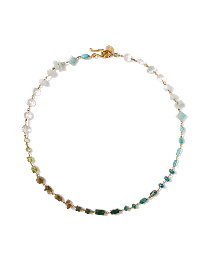 Chan Luu-Daphne Necklace-Necklaces-18k Gold Vermeil, Aventurine, Peridot, Jade-Blue Ruby Jewellery-Vancouver Canada