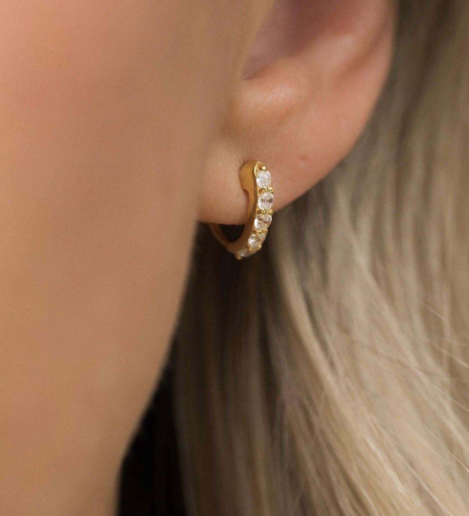 Leah Alexandra-Demi Hoops-Earrings-14k Gold Vermeil, Cubic Zirconia-Blue Ruby Jewellery-Vancouver Canada