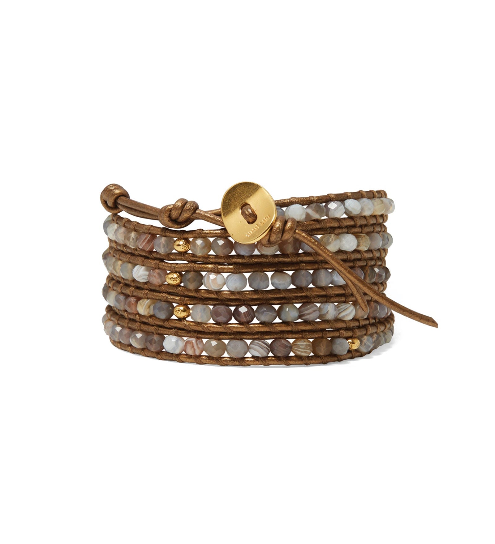 Chan Luu-Denali Wrap Bracelet-Bracelets-18k Gold Vermeil, Botswana Agate-Blue Ruby Jewellery-Vancouver Canada