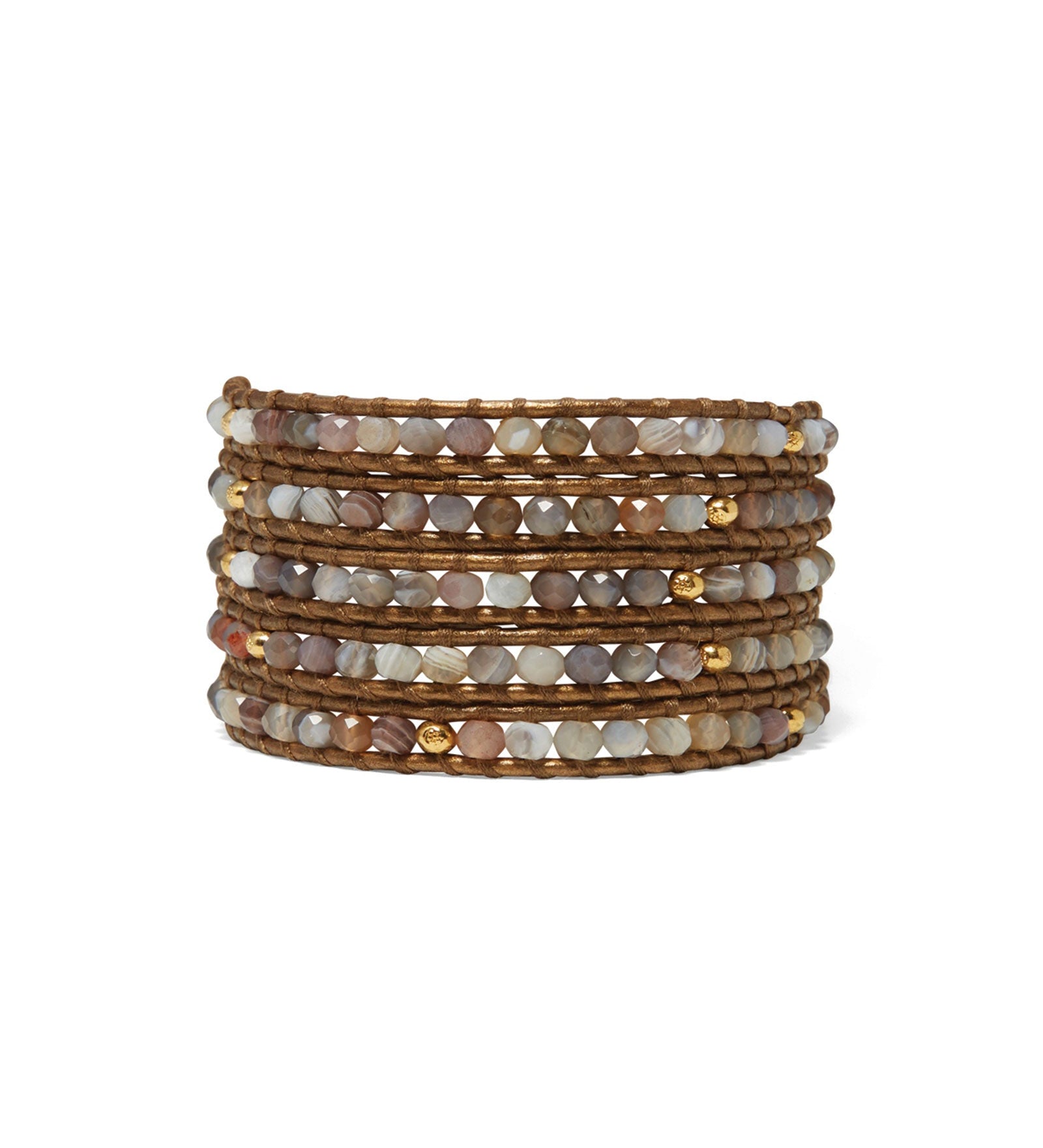 Chan Luu-Denali Wrap Bracelet-Bracelets-18k Gold Vermeil, Botswana Agate-Blue Ruby Jewellery-Vancouver Canada