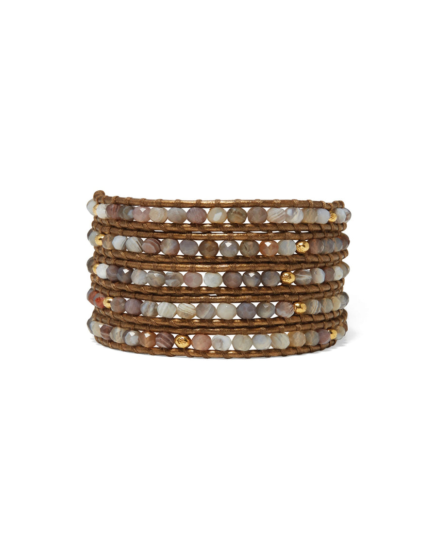 Chan Luu-Denali Wrap Bracelet-Bracelets-18k Gold Vermeil, Botswana Agate-Blue Ruby Jewellery-Vancouver Canada
