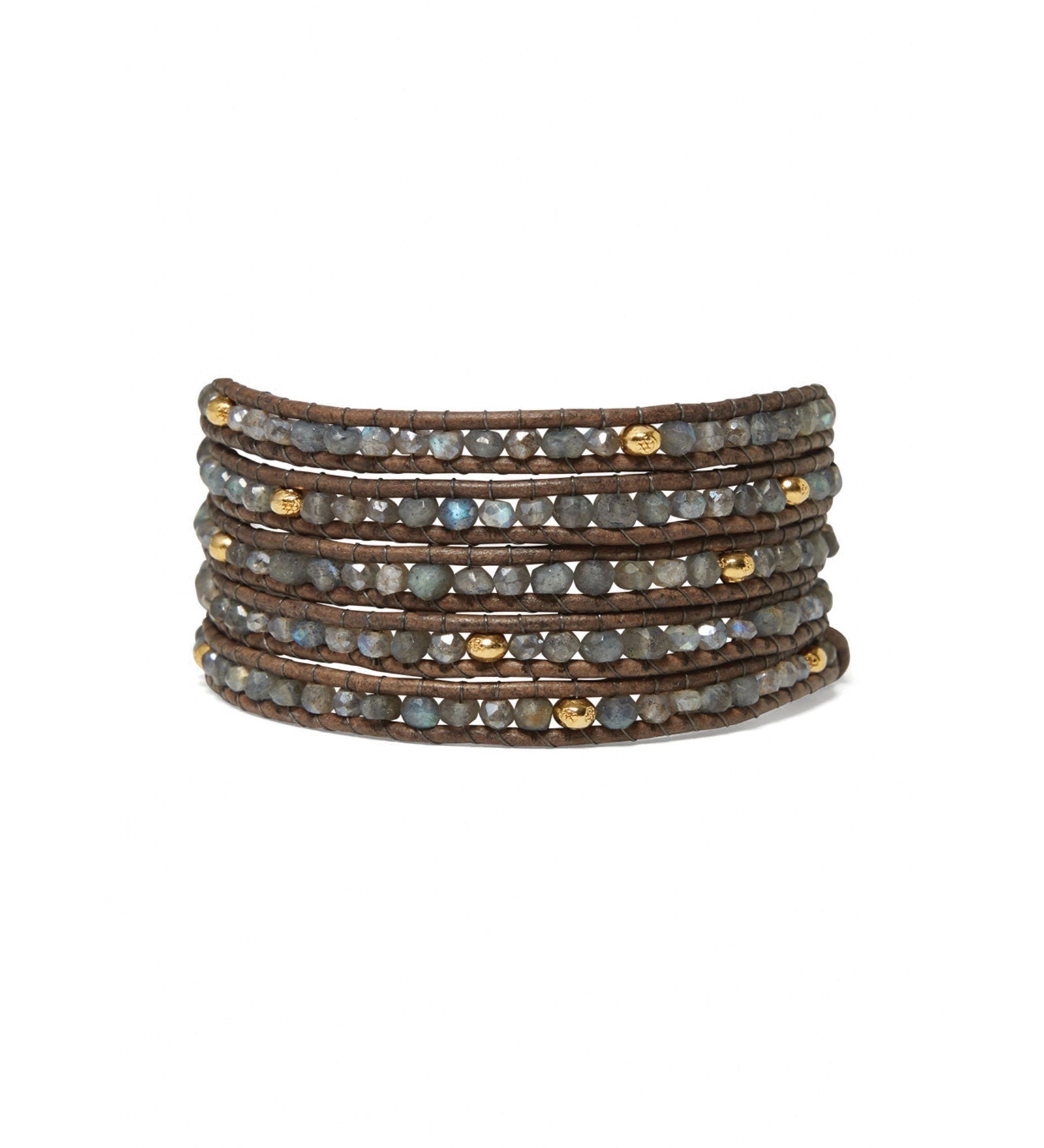 Chan Luu-Denali Wrap Bracelet-Bracelets-18k Gold Vermeil, Labradorite-Blue Ruby Jewellery-Vancouver Canada