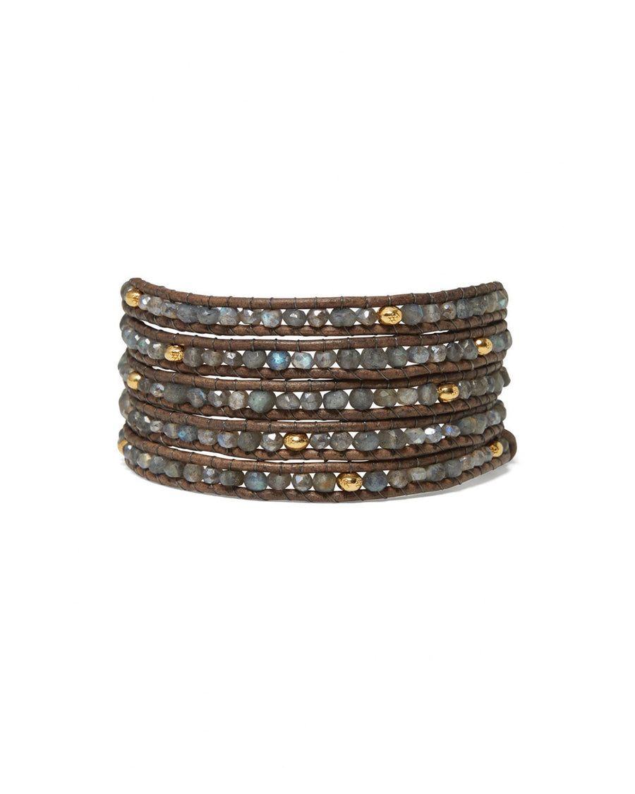 Chan Luu-Denali Wrap Bracelet-Bracelets-18k Gold Vermeil, Labradorite-Blue Ruby Jewellery-Vancouver Canada