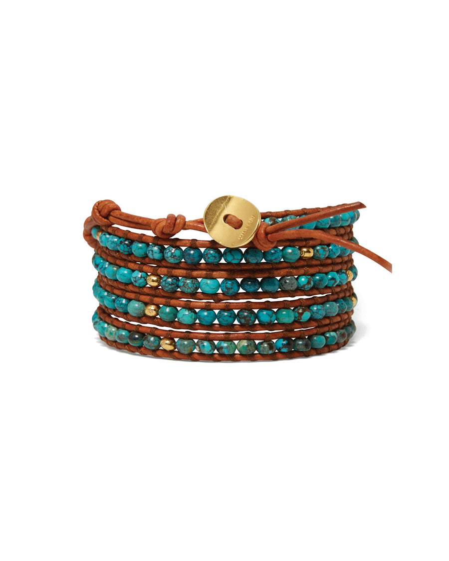 Chan Luu-Denali Wrap Bracelet-Bracelets-18k Gold Vermeil, Turquoise-Blue Ruby Jewellery-Vancouver Canada