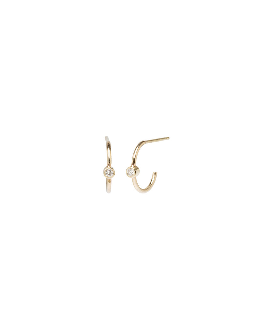 Zoe Chicco-Diamond Bezel Hoops-Earrings-14k Yellow Gold, Diamond-Blue Ruby Jewellery-Vancouver Canada