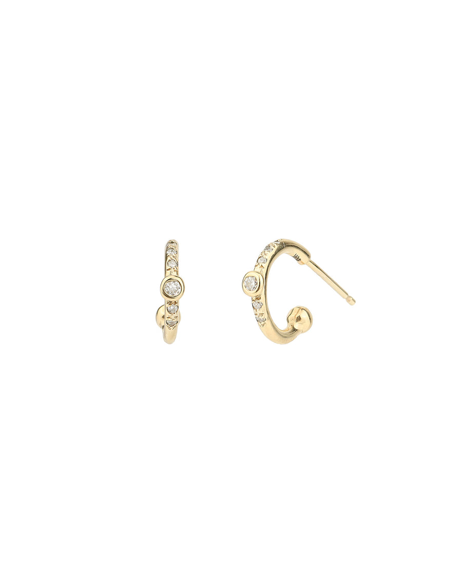 Scosha-Diamond Bezel Huggies-Earrings-10k Yellow Gold, Diamond-Blue Ruby Jewellery-Vancouver Canada
