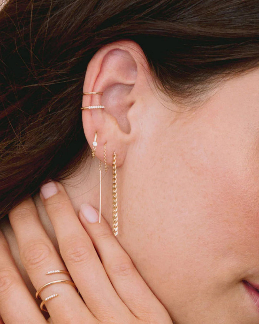 Zoe Chicco-Diamond Bezel Mixed Wire + Chain Huggies-Earrings-14k Yellow Gold, Diamond-Blue Ruby Jewellery-Vancouver Canada