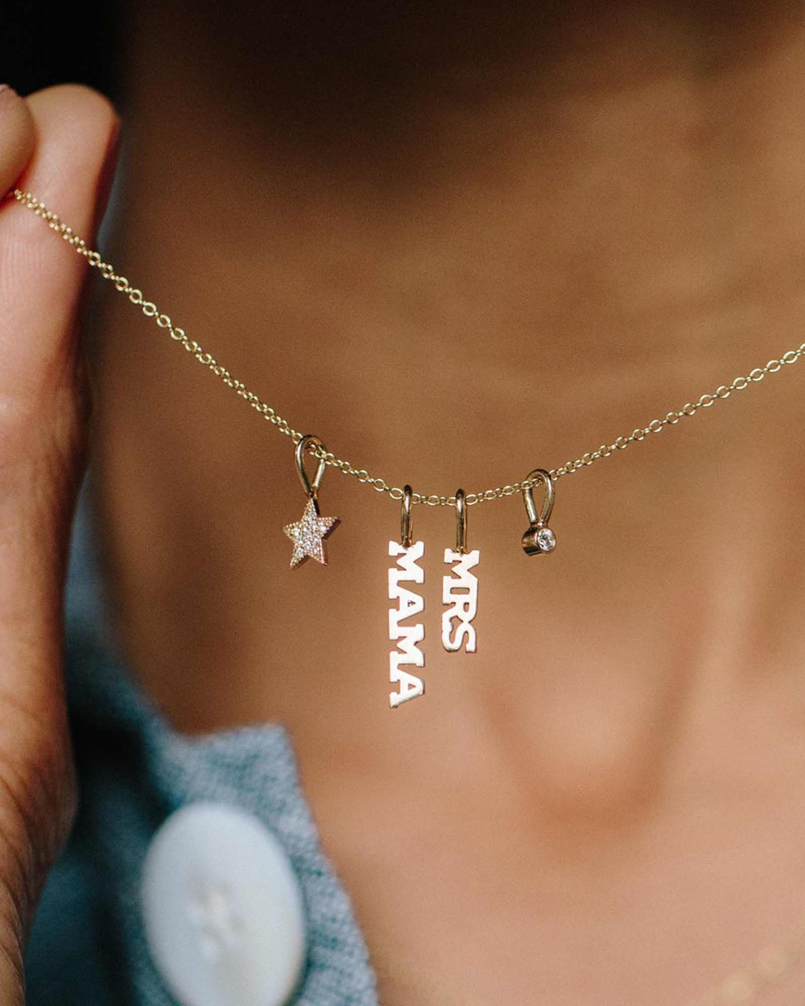 Zoe Chicco-Diamond Charm-Necklaces-14k Yellow Gold, Diamond-Blue Ruby Jewellery-Vancouver Canada